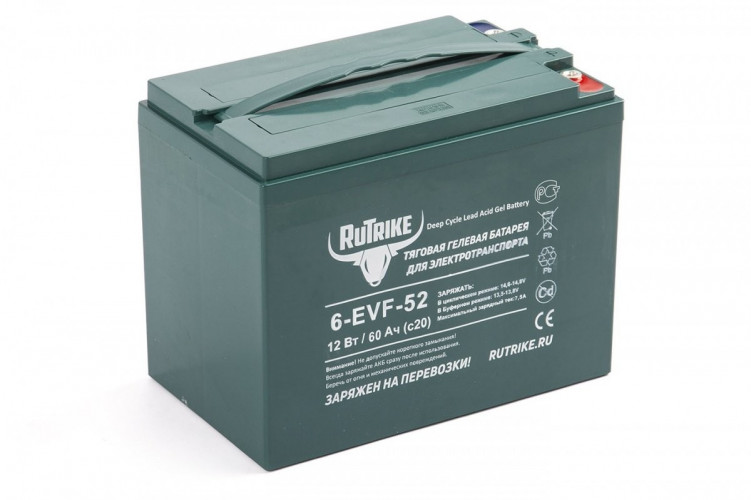 Тяговый гелевый аккумулятор RuTrike 6-EVF-52A (12V52A/H C3) в Томске