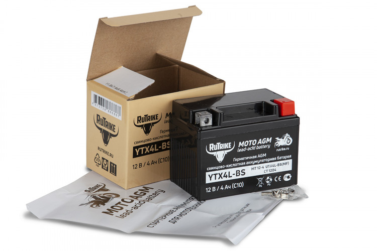 Аккумулятор стартерный для мототехники Rutrike YTX4L-BS (12V/4Ah) в Томске
