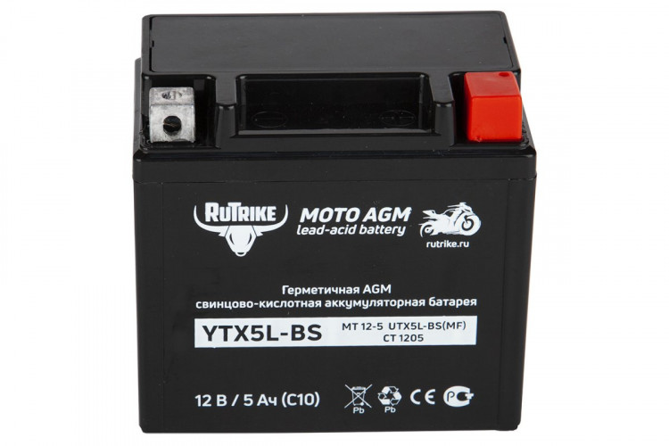 Аккумулятор стартерный для мототехники Rutrike YTX5L-BS (12V/5Ah) в Томске