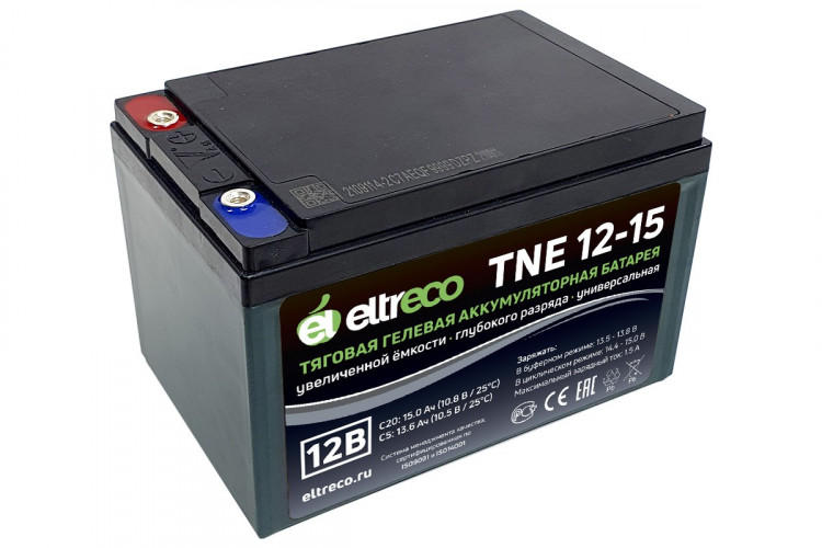 Тяговый аккумулятор Eltreco TNE12-15 (12V12A/H C3) болт в Томске