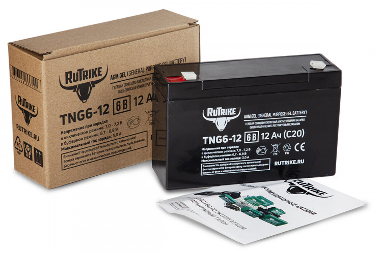Тяговый гелевый аккумулятор RuTrike TNG 6-12 (6V12A/H C20) в Томске