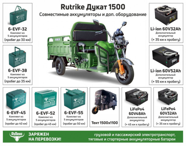 Грузовой электрический трицикл RuTrike Дукат 1500 в Томске