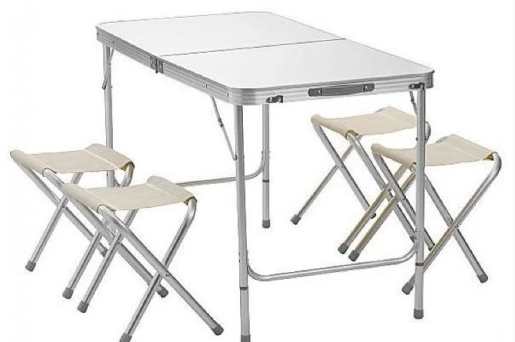 Набор стол раскладной водостойкий 120х60 и 4 табурета в Томске